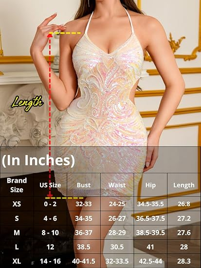 Women's Small ShawGobow Sequin Dress Glitter Sparkly Backless Bodycon Mini Prom Homecoming