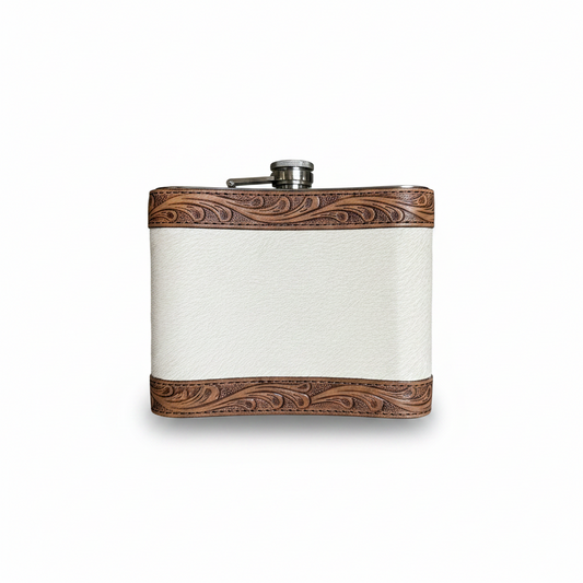 Handcrafted Cowhide Tooled Leather 32oz Flask