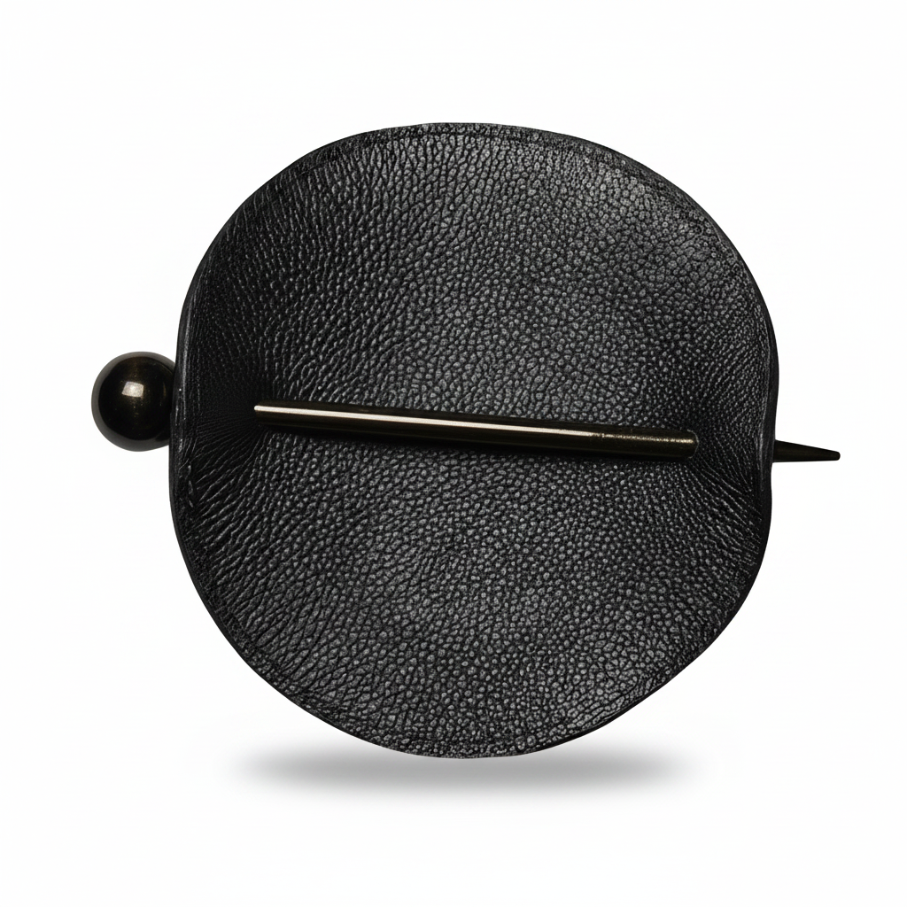 Handcrafted Leather Hair Barrette 4.5" Round