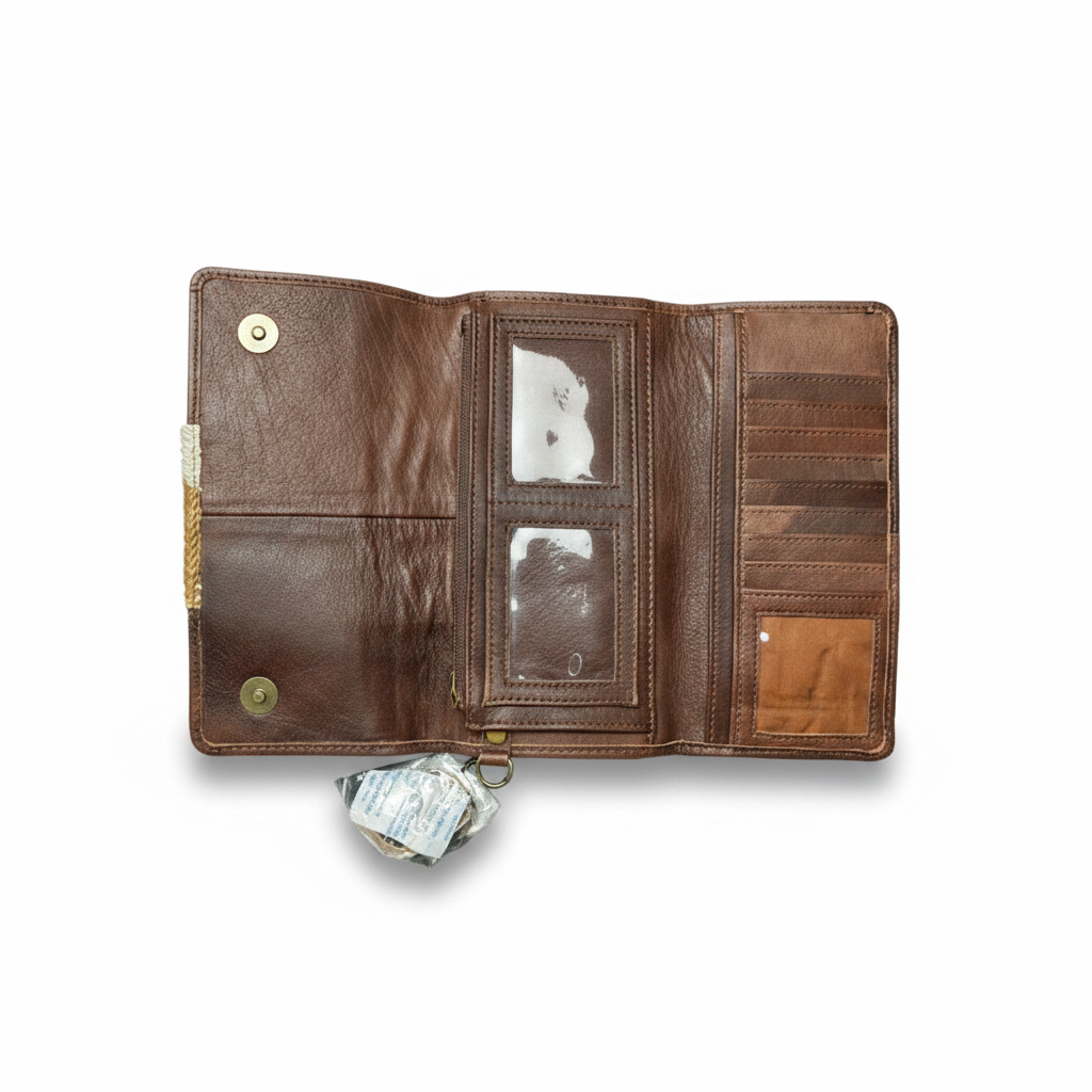Cowhide Leather Wristlet Purse 4.5" x 8.75"