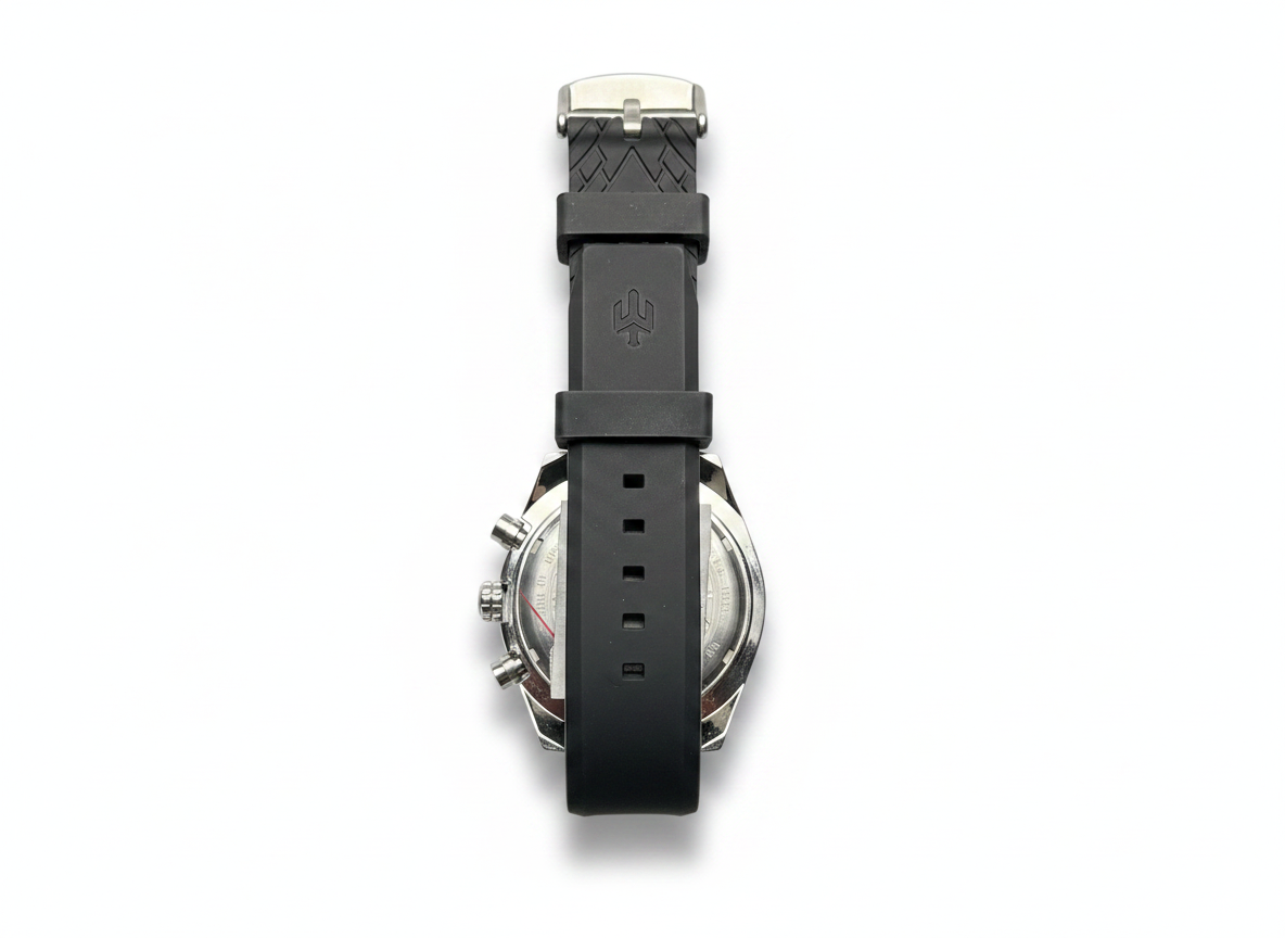 Men's Aknight 44mm Big Face Black & Silver w/ Silicone Strap