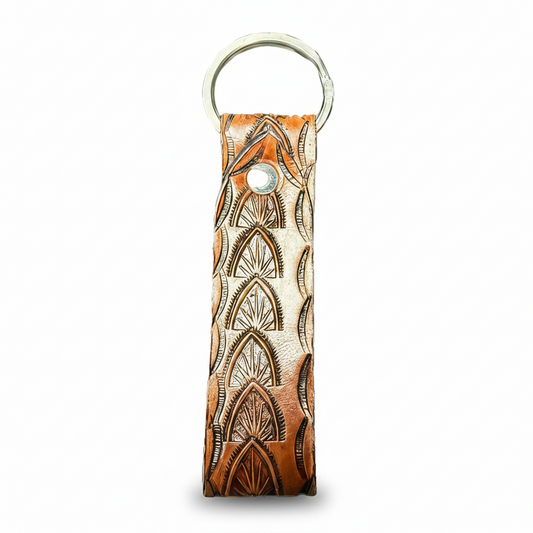 Hand Tooled Leather Keychain 1"x3"