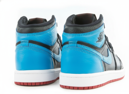 Women's Air Jordan 1 High OG Black/DK Powder Blue/Varsity Red Size 8 - Like New