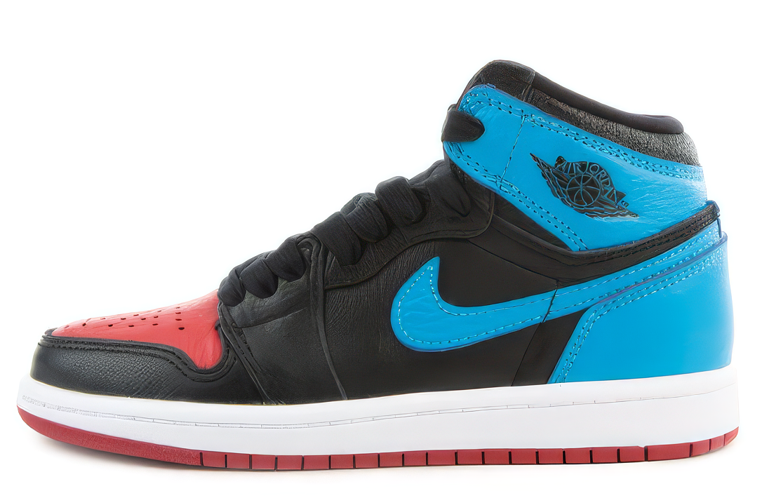 Women's Air Jordan 1 High OG Black/DK Powder Blue/Varsity Red Size 8 - Like New