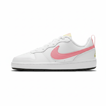 Kids Nike Court Borough Low 2 GS Trainers (BQ5448 108) Size 5.5Y White/Hot Pink