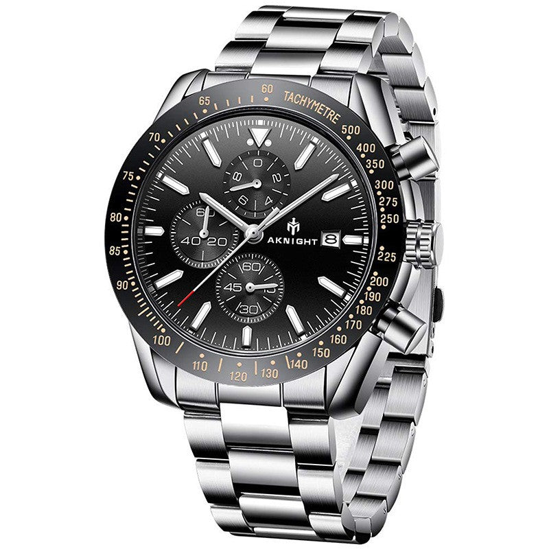 Men's Aknight 45mm Big Face Stainless Steel & Black