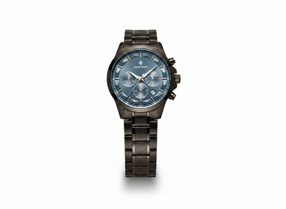 Men's Aknight 42mm Big Face Black Stainless Steel & Blue