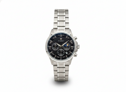 Men's Aknight 42mm Big Face Silver and Black