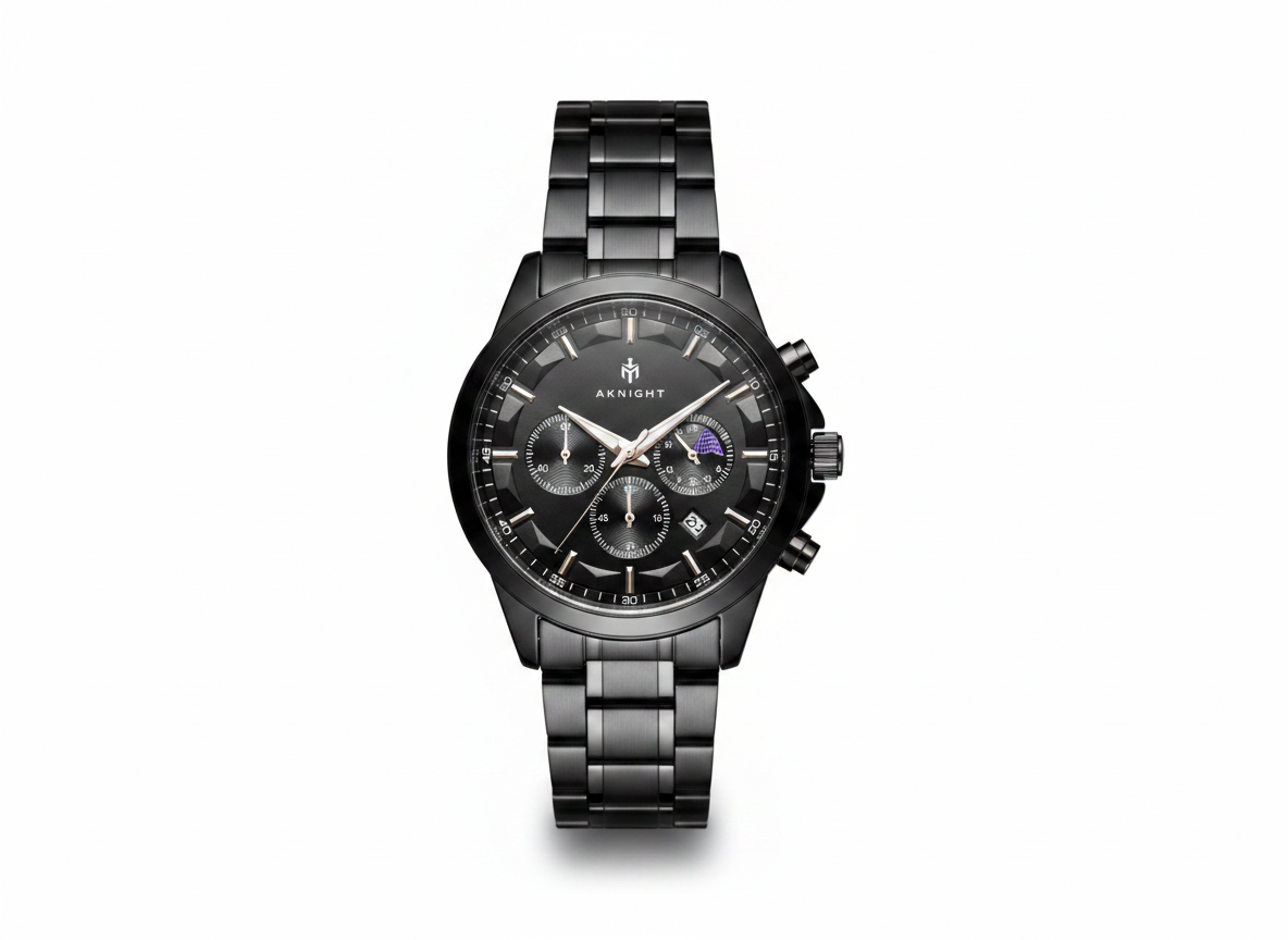 Men's Aknight 42mm Big Face Black Stainless Steel & Black