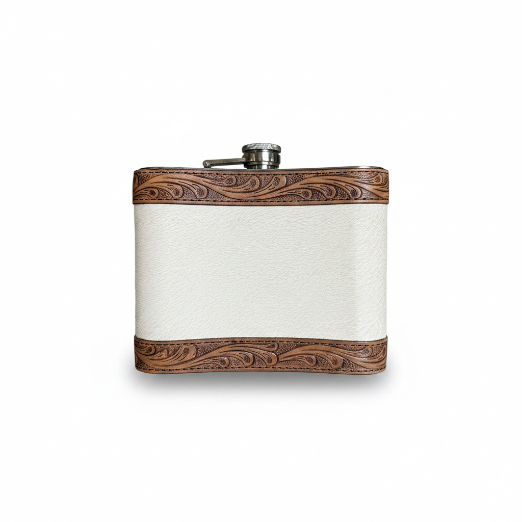 Handcrafted Cowhide Tooled Leather 32oz Flask