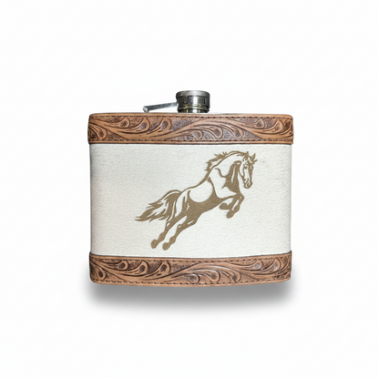 Handcrafted Cowhide Tooled Leather 32oz Flask