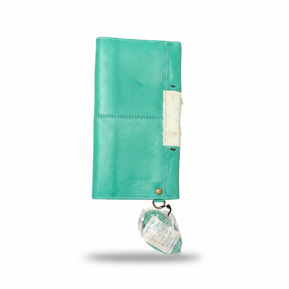 Cowhide Turquoise Leather Wristlet 4.75" x 8.75"