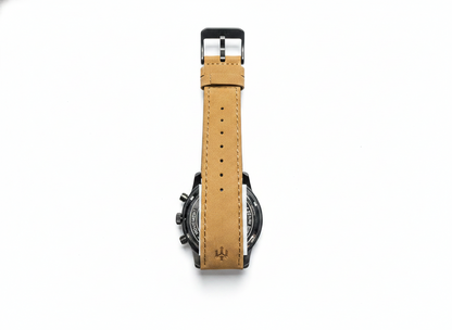 Men's Aknight 42mm Big Face Brown & Green w/ Leather Strap