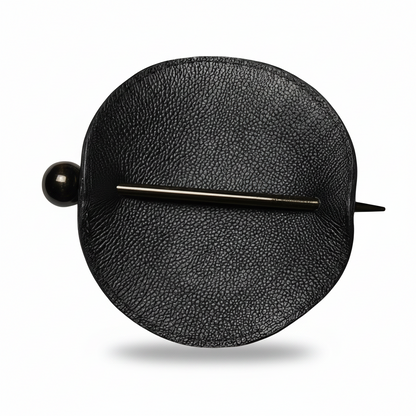 Handcrafted Leather Hair Barrette  4.5" Round