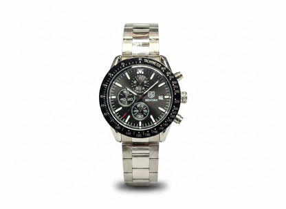 Men's Benyar 45mm Big Face Stainless Steel & Black