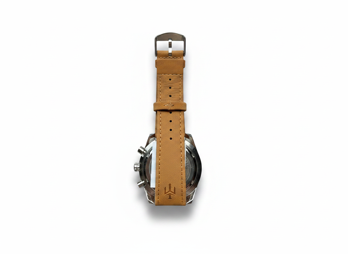 Men's Aknight 45mm Big Face Blue & Silver Watch w/ Leather Strap
