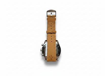 Men's Aknight 45mm Big Face Blue & Silver Watch w/ Leather Strap