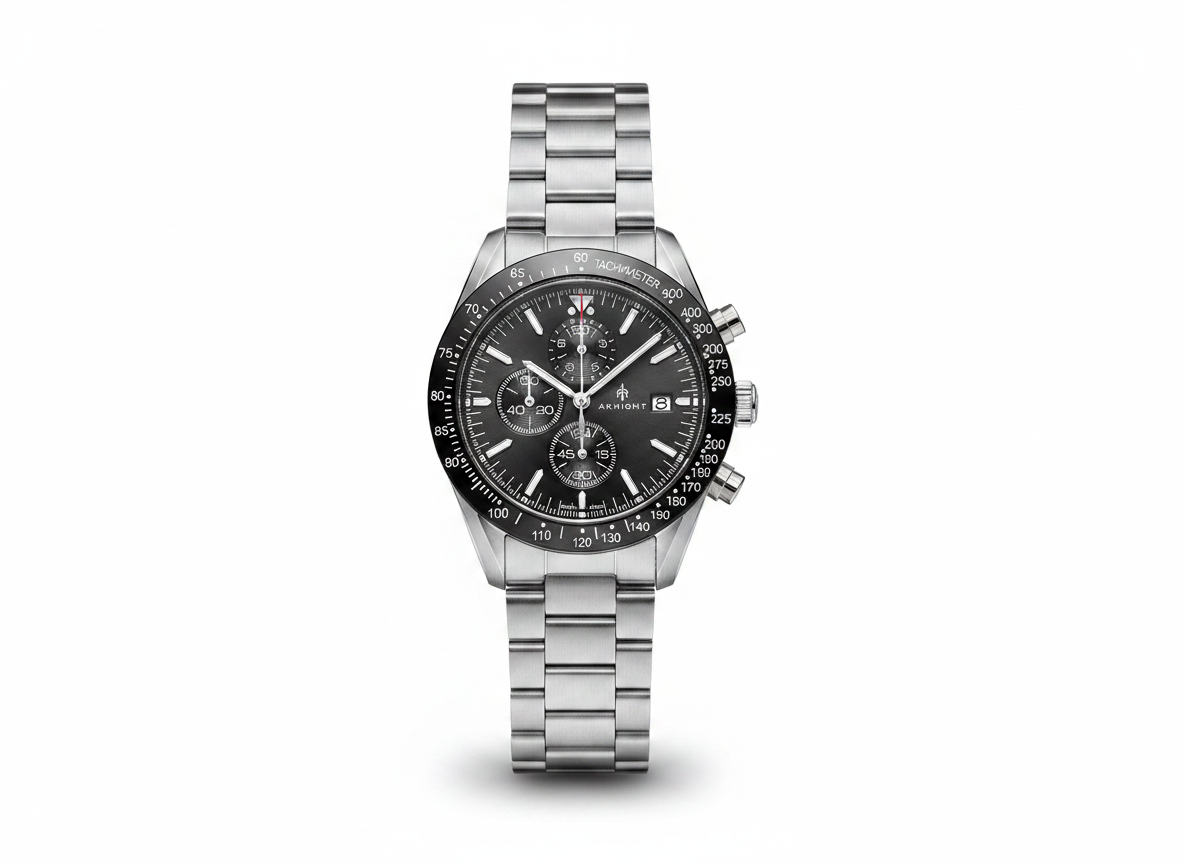Men's Aknight 45mm Big Face Stainless Steel & Black