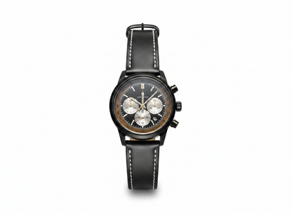 Men's Aknight 42mm Big Face Black & Brown w/ Leather Strap