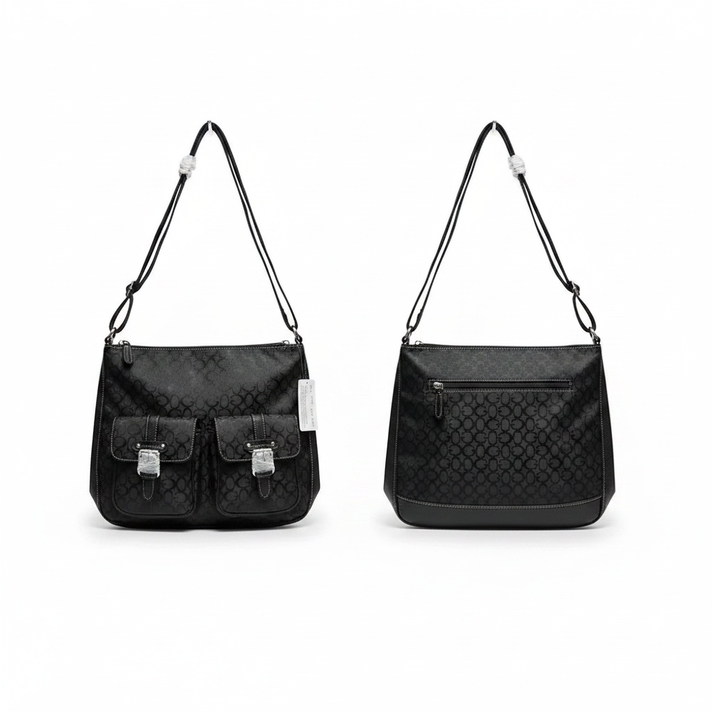 Stylish Black Shoulder Handbag 11" x 12.5"