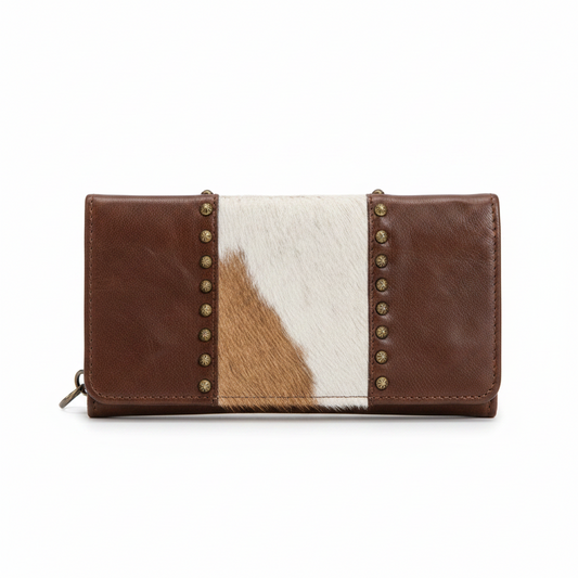 Cowhide Leather Wristlet Purse 4.5" x 8.75"