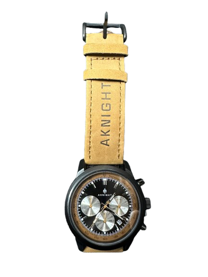 Men's Aknight 42mm Big Face Brown & Black w/ Leather Strap