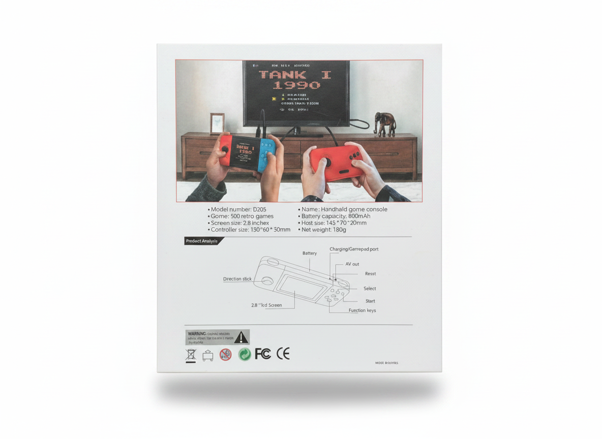 Model D20S Handheld Game Console 500 Games in 1 Retro Arcade Portable
