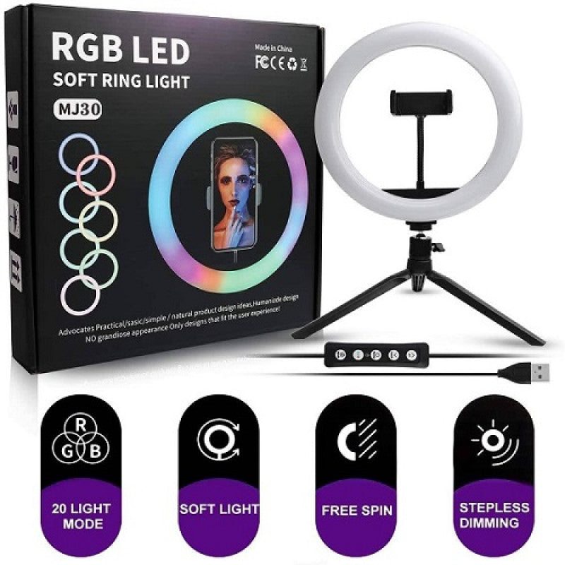 12' RGB LED Soft Ring Light Tripod (MJ30)