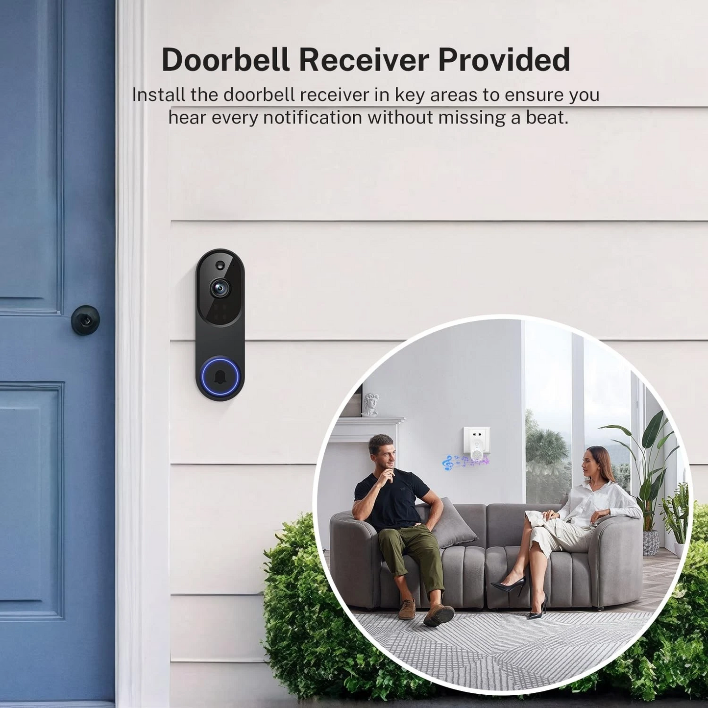 Orbitell 1080p Wireless Wi-Fi Video Doorbell Camera with Two Way Audio, Night Vision, Cloud Storage, Smart AI Motion Detection
