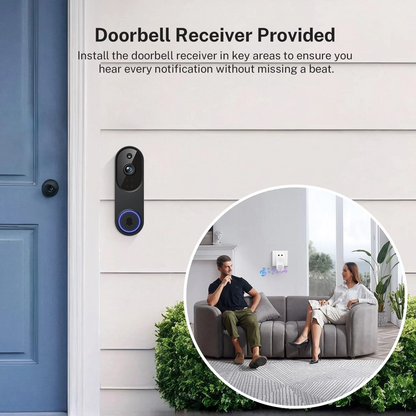 Orbitell 1080p Wireless Wi-Fi Video Doorbell Camera with Two Way Audio, Night Vision, Cloud Storage, Smart AI Motion Detection