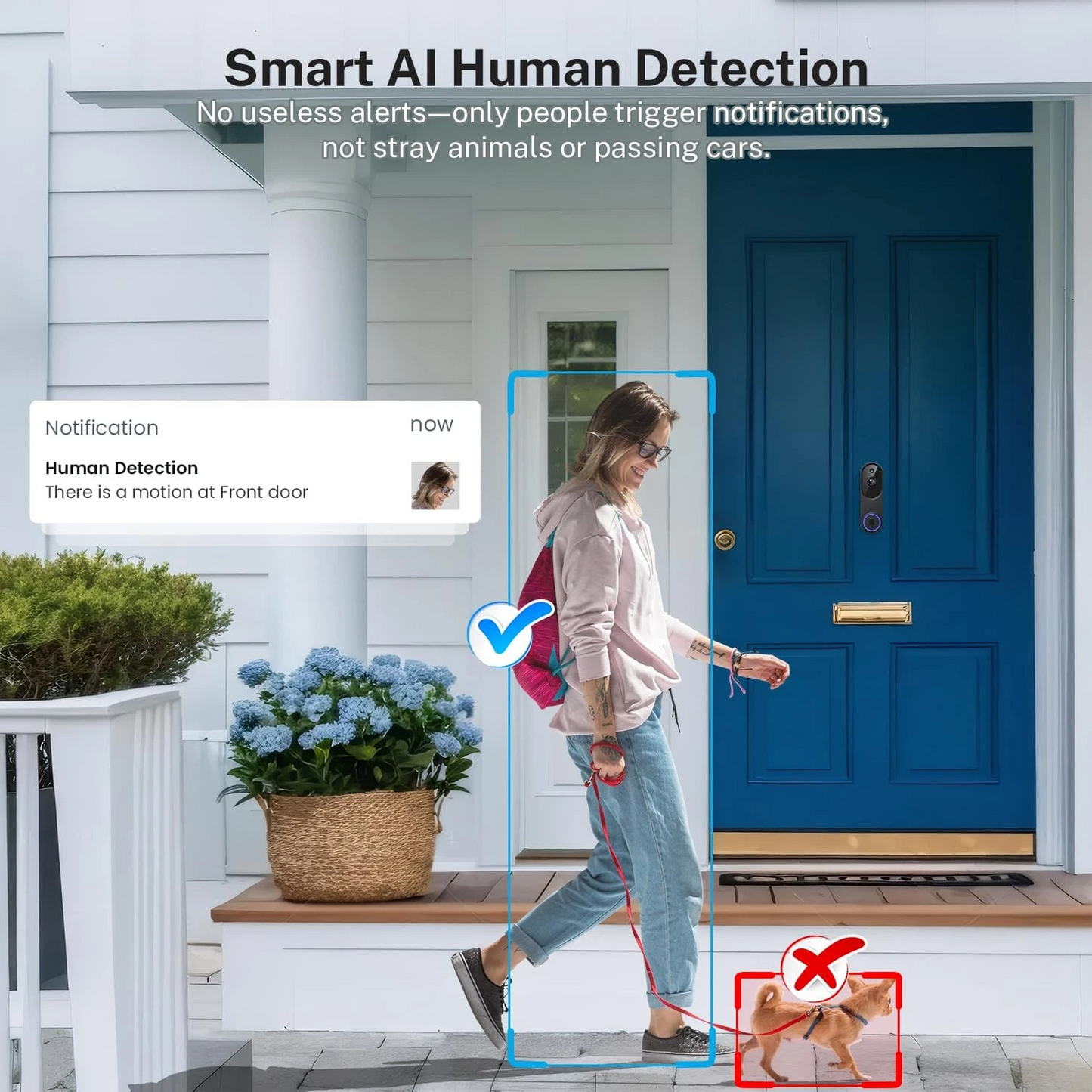 Orbitell 1080p Wireless Wi-Fi Video Doorbell Camera with Two Way Audio, Night Vision, Cloud Storage, Smart AI Motion Detection