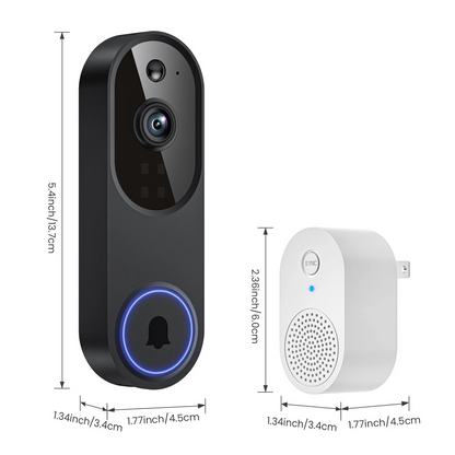 Orbitell 1080p Wireless Wi-Fi Video Doorbell Camera with Two Way Audio, Night Vision, Cloud Storage, Smart AI Motion Detection